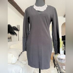 Zara Black Long Sleeve Fringe Dress